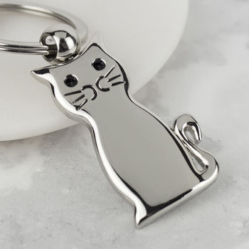 Personalised Cat Keyring With Engraved Charm, 4 of 6