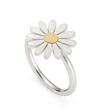 Aster Flower Ring In Solid Silver And 18ct Gold, 3 of 6