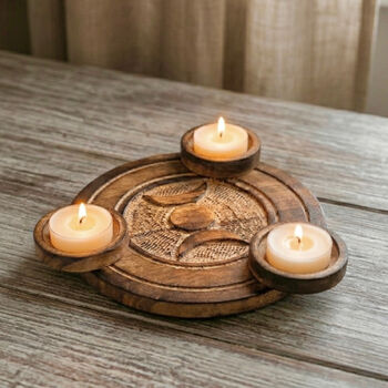 Wooden Triple Tealight Holder, 2 of 6