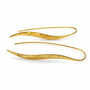 Hammered Gold Long Wave Sterling Silver Drop Earrings, thumbnail 4 of 5