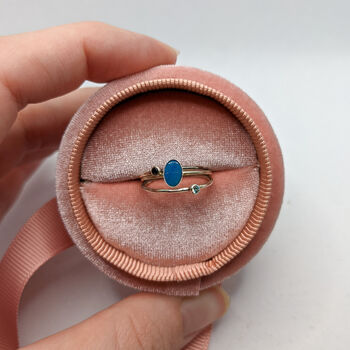 Genuine Blue Opal Stacking Ring Set, 3 of 3