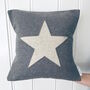 Light Grey Handmade Wool Cushion With Star, thumbnail 1 of 4