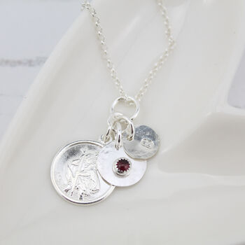 Sterling Silver St Christopher Birthstone Necklace, 4 of 9