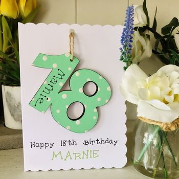 Personalised 18th Birthday Card Wooden Number Gift, 10 of 12