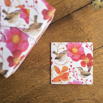 Wrens And Poppies Luxury, Recycled Wrapping Paper Pack, 3 of 7