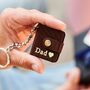 Personalised Leather Eight Photo Mini Book Keyring For Dad With Hot Stamped Initials, Name Or Date, thumbnail 1 of 11