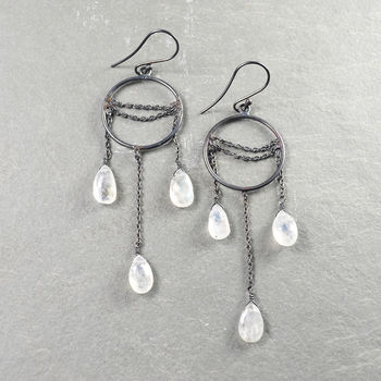 Amelia Earrings Moonstone And Oxidized Silver, 2 of 3
