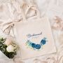Personalised Blue Floral Bridesmaid Tote Bag Gift, thumbnail 3 of 6