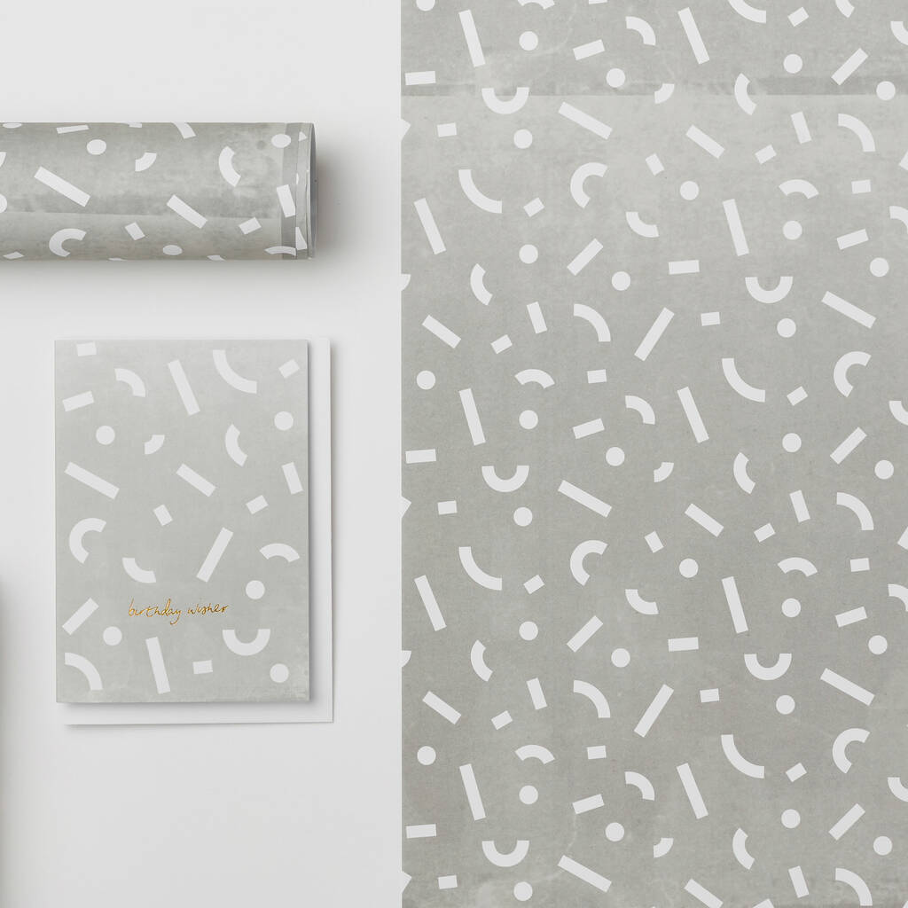 White Shapes Wrapping Paper By Kinshipped