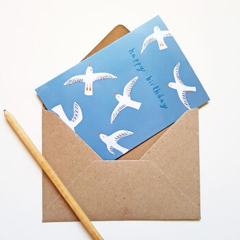 Illustrated Seagulls Birthday Card, 2 of 3