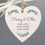 Personalised Botanical Heart Wooden Hanging Decoration, thumbnail 3 of 5