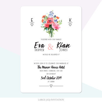 Floral Bouquet Wedding Invitation, 3 of 9