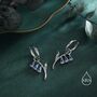 Sterling Silver Bluebell Flower Huggie Hoop Earrings With Enamel, thumbnail 3 of 10