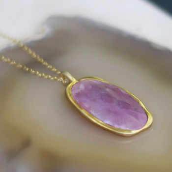 Pink Sapphire Gold Plated Silver Birthstone Necklace, 2 of 3