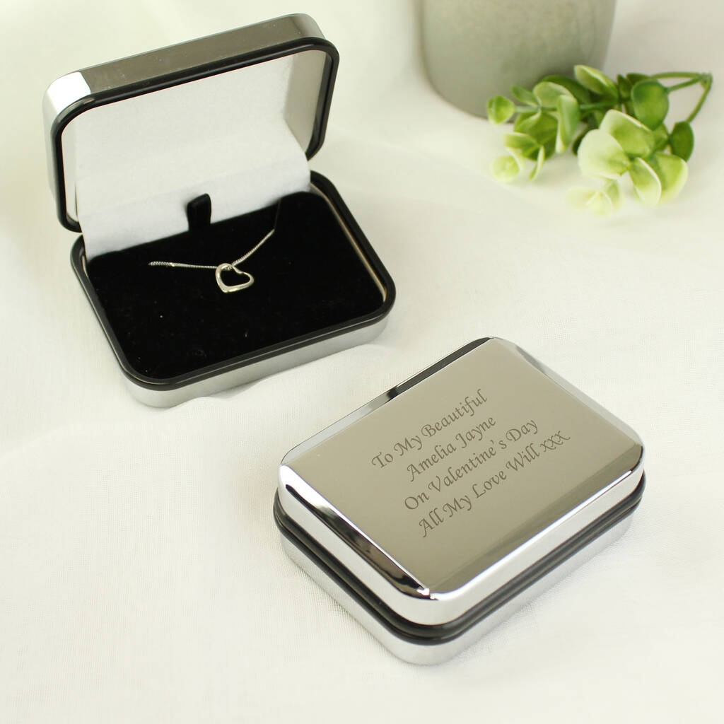 Personalised Sterling Silver Heart Necklace Box, 1 of 7