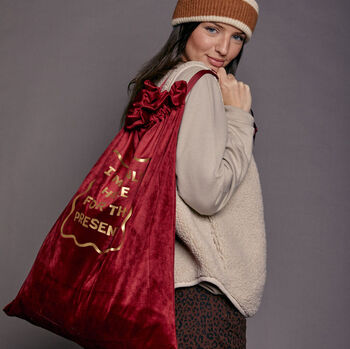 I'm Only Here For The Presents Luxury Velvet Style Gift Bag, 7 of 7