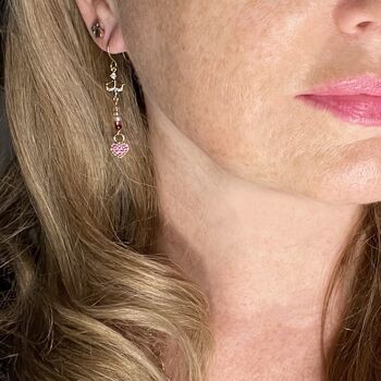 Love Collection Cupid Bow And Cz Heart Earrings, 2 of 5