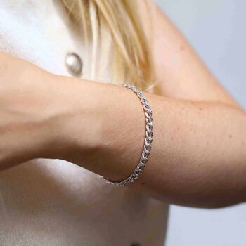Sterling Silver Hammered Cuban Bracelet, 2 of 7