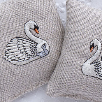 Embroidered Swan Lavender Sachets Set Of Two, 5 of 5