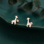 Sterling Silver Giraffe 18 G Screw Back Stud Earrings With Ball Backs, thumbnail 5 of 12
