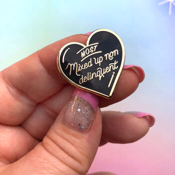 Non Deliquent Enamel Heart Pin, Grease Pin, 3 of 6