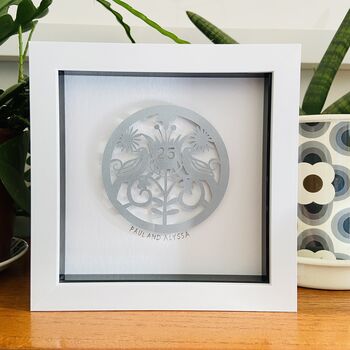 Framed Personalised Silver Anniversary Paper Cut, 2 of 7