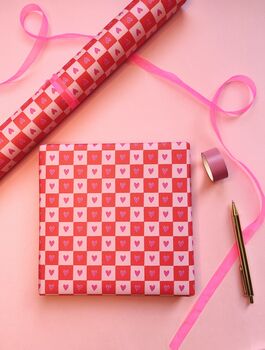 Luxury Checkered Heart, Valentine's Day Wrapping Paper, 8 of 9