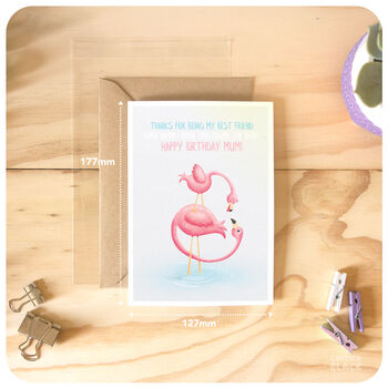 Flamingo Cute Funny Happy Birthday Mum Card For Mum Mummy Mother From Son Daughter Child, 2 of 4