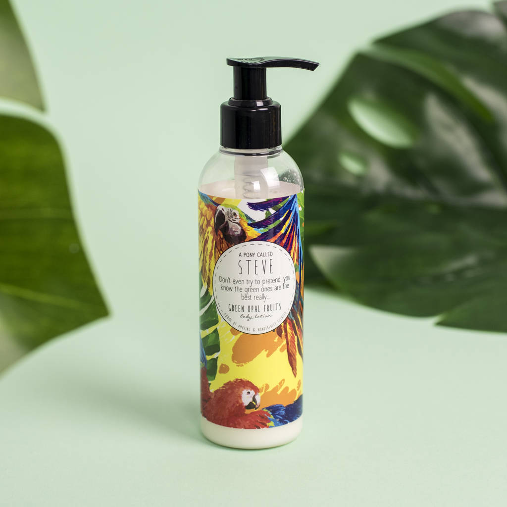 green opal fruits body lotion by a pony called steve