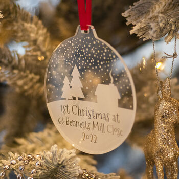 1st Christmas New Home Snowy Scene Tree Decoration, 3 of 5