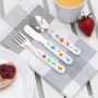 Personalised Colourful Shapes Baby Cutlery Set, thumbnail 4 of 10