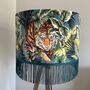 Velvet Tiger Lampshade With Fringing, thumbnail 1 of 2