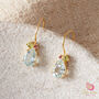 Blue Topaz, Ruby And Peridot Cluster Hook Drop Earrings, thumbnail 3 of 8