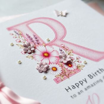 Handmade Pink Monogramed Birthday Card, 3 of 10