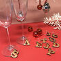 Alphabet Five Christmas Party Wine Glass Charms, thumbnail 1 of 12