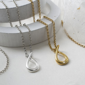 Sterling Silver Gold Plated Diamond Eternal Love Necklace, 6 of 7
