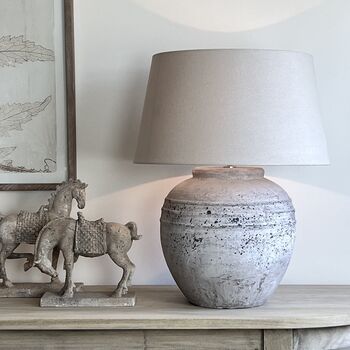 Marlowe Grey Distressed Stone Effect Table Lamp, 2 of 4