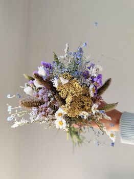 Dried Field Bouquet With Forget Me Not And Statice, 2 of 5