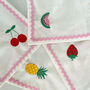 Embroidered Fruit Ric Rac Cocktail Napkins, thumbnail 2 of 3