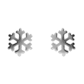 Sterling Silver Snowflake Stud Earrings – Festive Design, Matching Pendant Available, 2 of 3