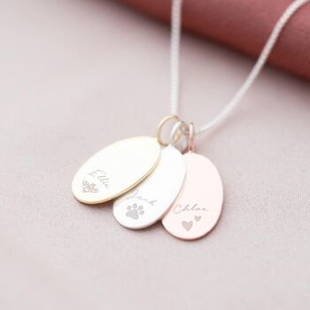 Sterling Silver Oval Sia Illustration And Name Necklace, 2 of 7