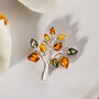 Sterling Silver Amber Tree Of Life Brooch, thumbnail 1 of 10