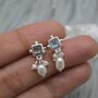 Labradorite Pearl Earrings: June Birthstone, thumbnail 2 of 7