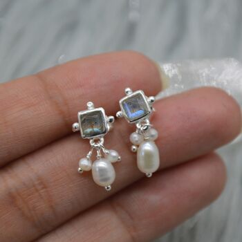 Labradorite Pearl Earrings: June Birthstone, 2 of 7