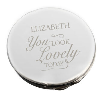 Personalised 'You Look Lovely Today' Round Compact Mirror, 4 of 4