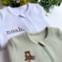 Safari Personalised Baby Zip Sleepsuit Personalised Gift, thumbnail 1 of 11