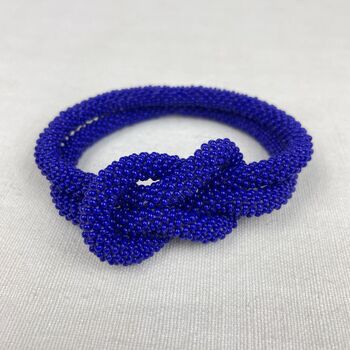 Fair Trade Handmade Glass Bead Knot Tube Bracelet, 3 of 12
