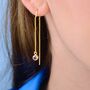 Personalised Gold Vermeil Birthstone Threader Earrings, thumbnail 2 of 6