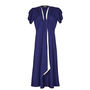 1930's Style Blue Crepe Midi Length Dress With Sash, thumbnail 2 of 3