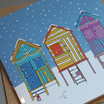 Wells Beach Huts Christmas Card, 2 of 3